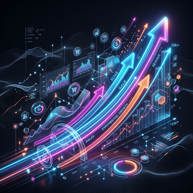High-end 3D abstract growth chart visualization